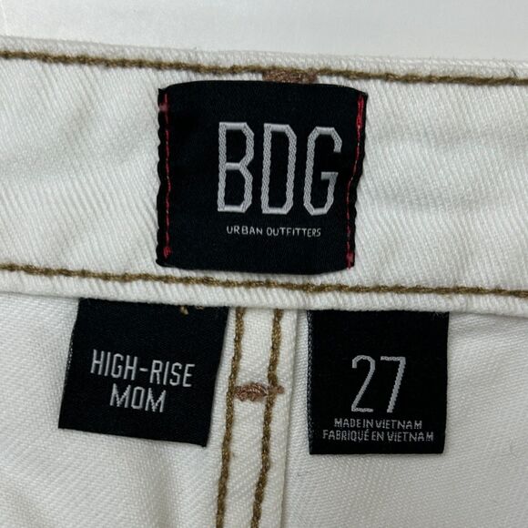 BDG Urban Outfitters High Rise Mom Jeans Distressed White Denim Tapered Leg 27 - Picture 10 of 16